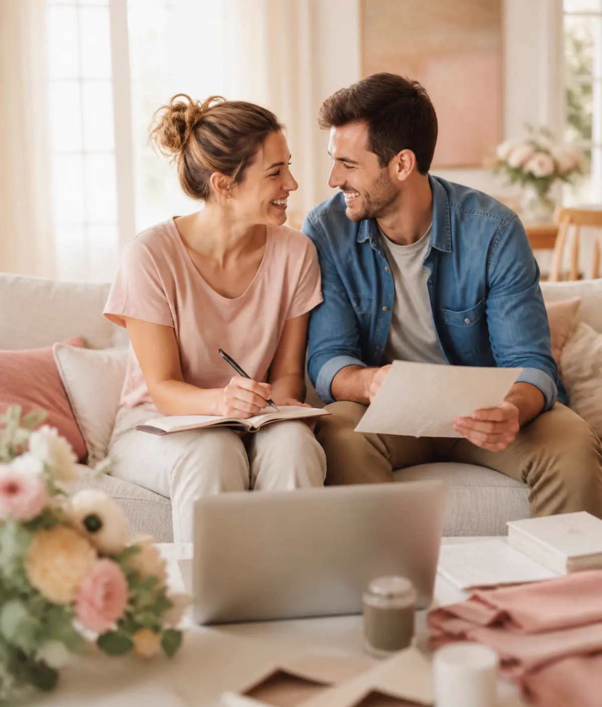 Un couple prépare l'organisation de son mariage avec l'application Jour J